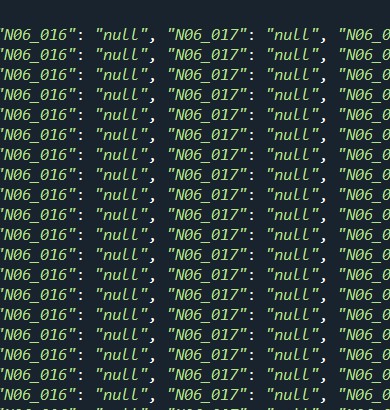 geojsonファイル内のnullデータを修正している様子